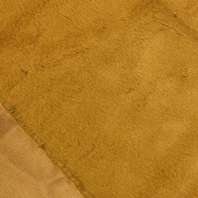 Tissu Doudou Polyester Poils Court Moutard Uni- Coupon 150cm x 200cm