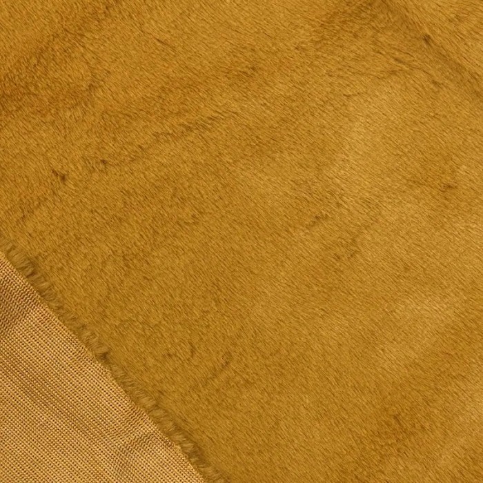 Tissu Doudou Polyester Poils Court Moutard Uni- Coupon 150cm x 200cm