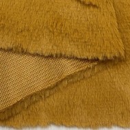 Tissu Doudou Polyester Poils Court Moutard Uni- Coupon 150cm x 200cm