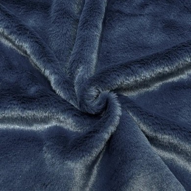 Tissu Doudou Polyester Poils Court Bleu Pétrole Uni- Coupon 150cm x 300cm