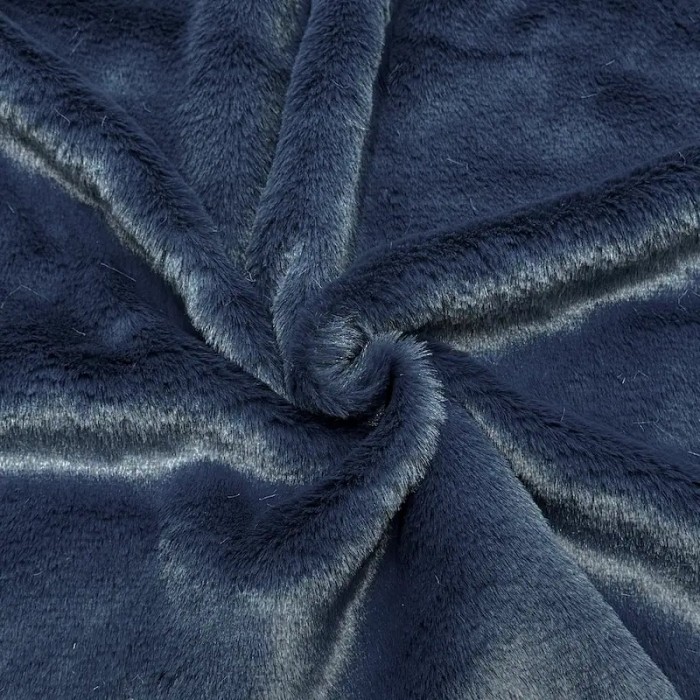 Tissu Doudou Polyester Poils Court Bleu Pétrole Uni- Coupon 150cm x 300cm