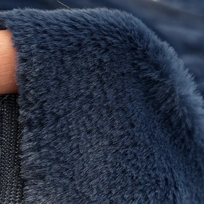 Tissu Doudou Polyester Poils Court Bleu Pétrole Uni- Coupon 150cm x 300cm