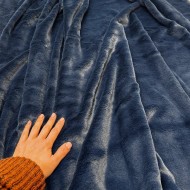 Tissu Doudou Polyester Poils Court Bleu Pétrole Uni- Coupon 150cm x 300cm