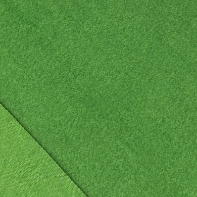 Tissu Laine Polyester Bouilli Vert Gazon Uni- Coupon 150cm x 300cm