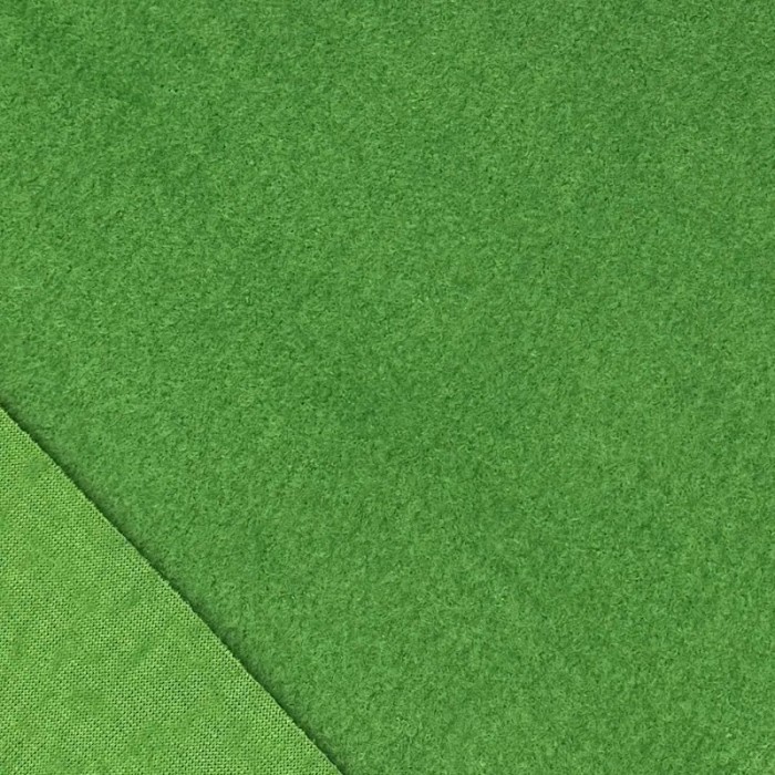 Tissu Laine Polyester Bouilli Vert Gazon Uni- Coupon 150cm x 300cm