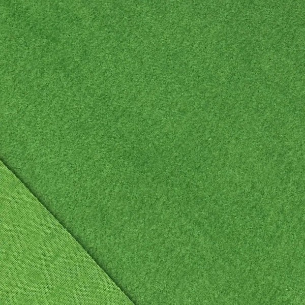 Tissu Laine Polyester Bouilli Vert Gazon Uni- Coupon 150cm x 300cm