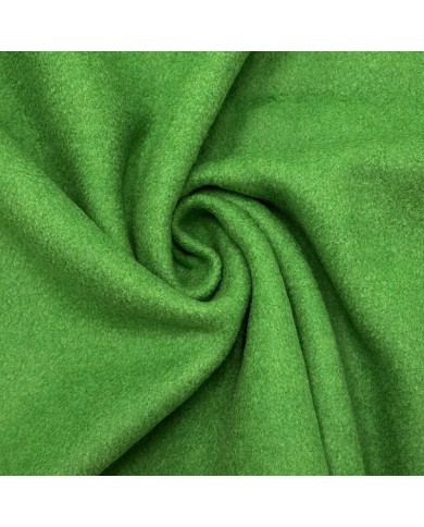 Tissu Laine Polyester Bouilli Vert Gazon Uni- Coupon 150cm x 300cm