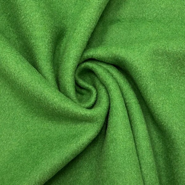 Tissu Laine Polyester Bouilli Vert Gazon Uni- Coupon 150cm x 300cm