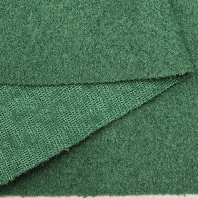 Tissu Laine Polyester Bouilli Vert Uni- Coupon 150cm x 300cm