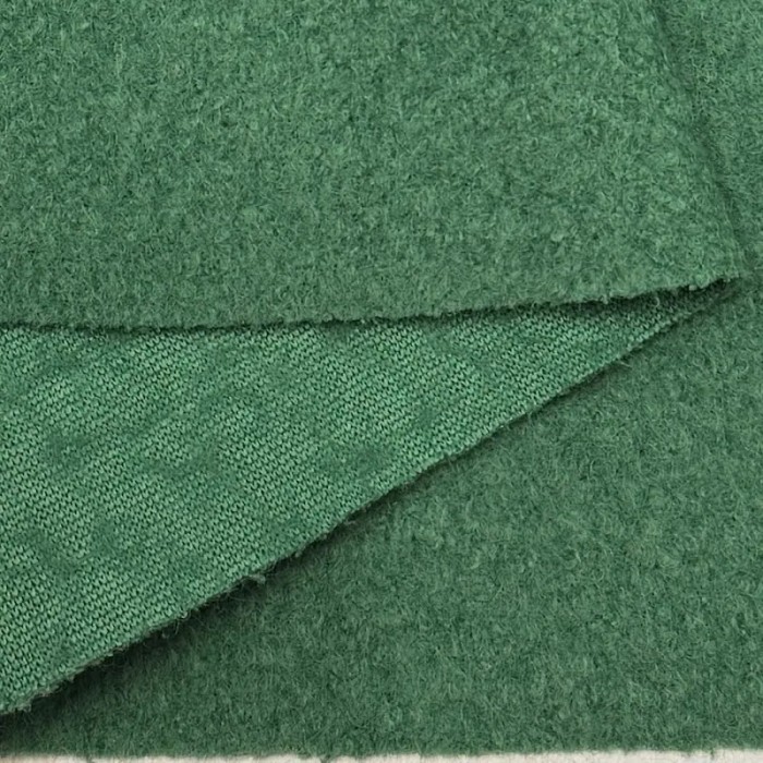 Tissu Laine Polyester Bouilli Vert Uni- Coupon 150cm x 300cm