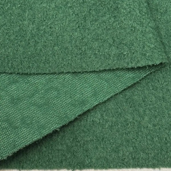 Tissu Laine Polyester Bouilli Vert Uni- Coupon 150cm x 300cm