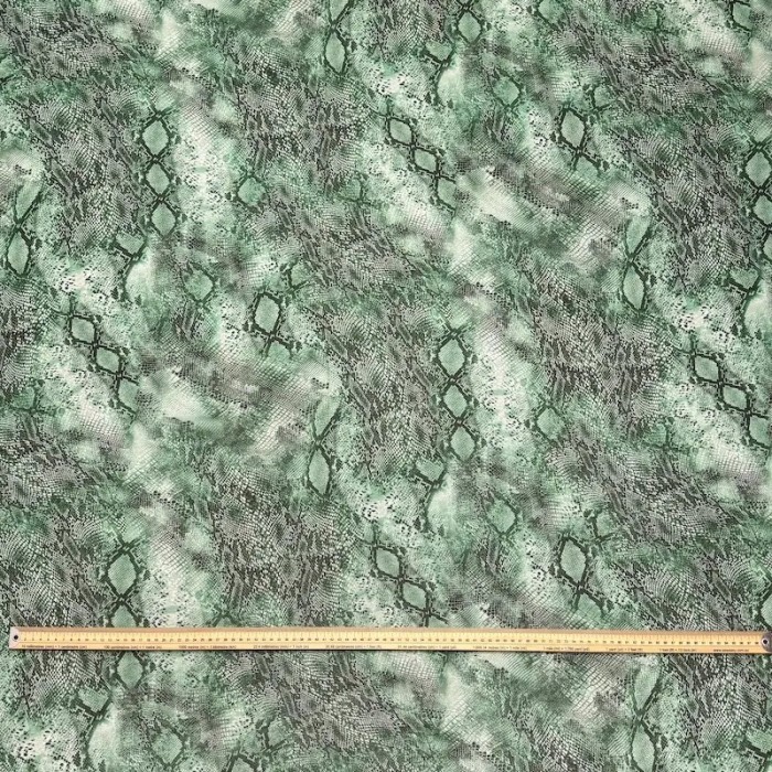 Tissu Voile Polyester Vert Serpentine Python Uni