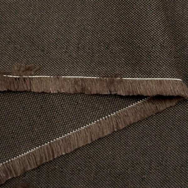 Tissu Coton Viscose Brun Foncé Uni - Haute Couture