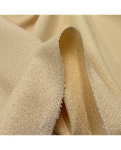 Tissu Crêpe de Laine Épais Structuré Crème Uni