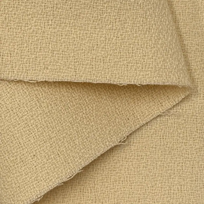 Tissu Crêpe de Laine Épais Structuré Crème Uni