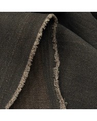 Tissu Coton Sergé Aspect Jeans Bicolore Anthracite Marron-Taupe Uni