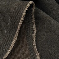 Tissu Coton Sergé Aspect Jeans Bicolore Anthracite Marron-Taupe Uni