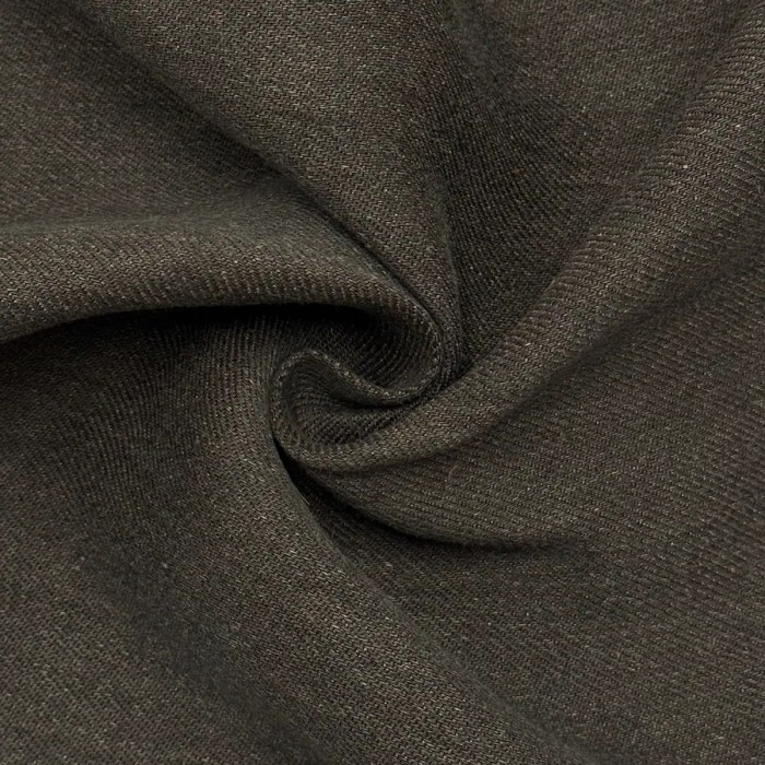 Tissu Coton Sergé Aspect Jeans Bicolore Anthracite Marron-Taupe Uni