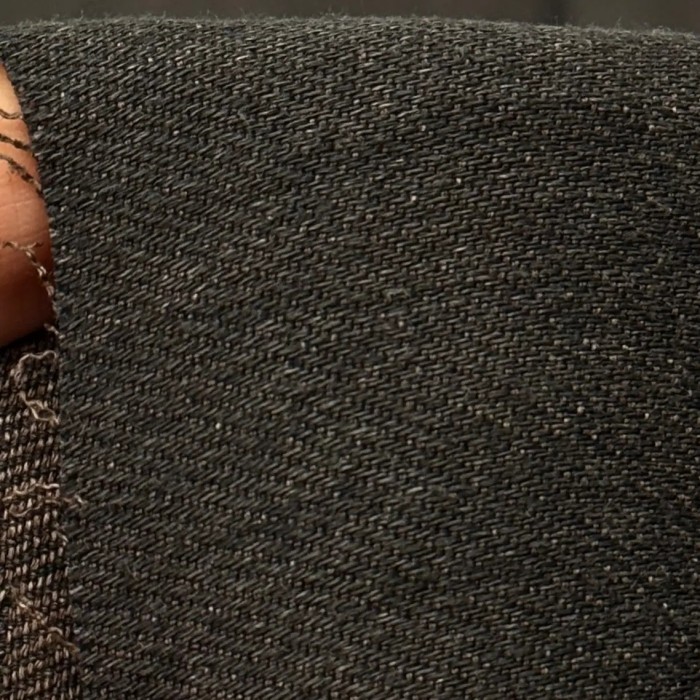 Tissu Coton Sergé Aspect Jeans Bicolore Anthracite Marron-Taupe Uni