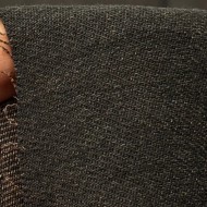 Tissu Coton Sergé Aspect Jeans Bicolore Anthracite Marron-Taupe Uni