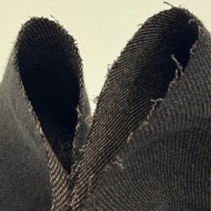 Tissu Coton Sergé Aspect Jeans Bicolore Anthracite Marron-Taupe Uni