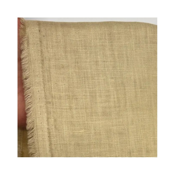 Tissu Coton Lin Lisse Beige Crème Uni