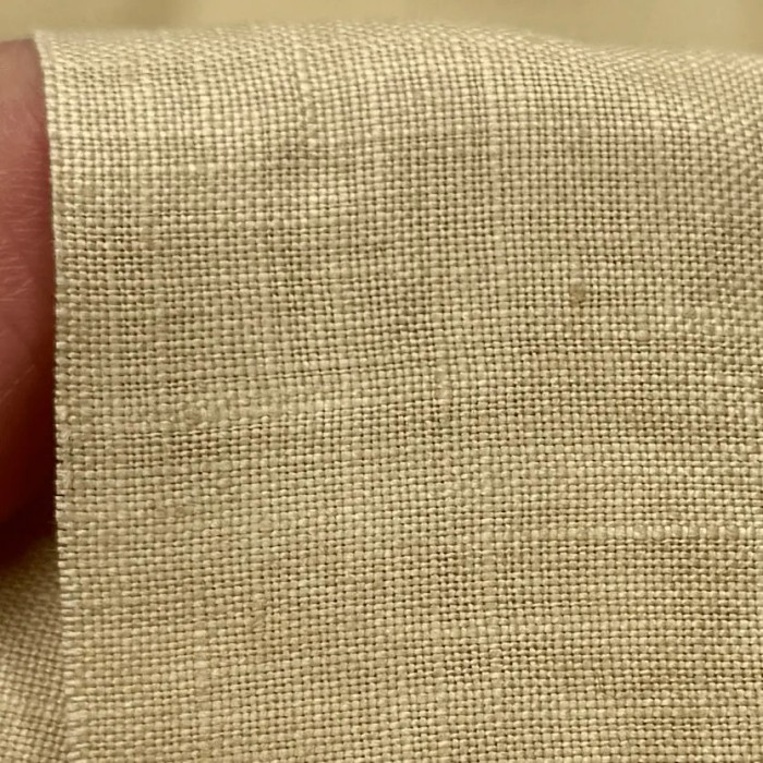 Tissu Coton Lin Lisse Beige Crème Uni