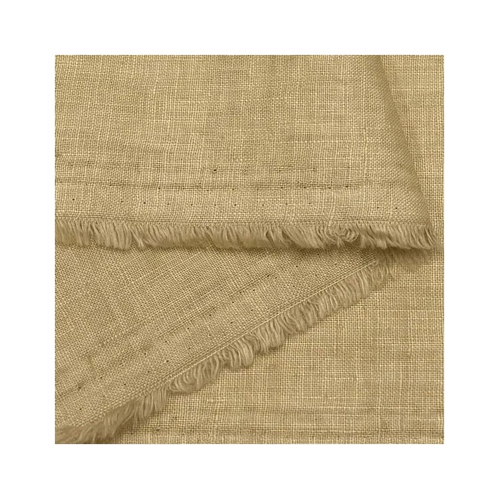 Tissu Coton Lin Lisse Beige Crème Uni