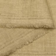 Tissu Coton Lin Lisse Beige Crème Uni