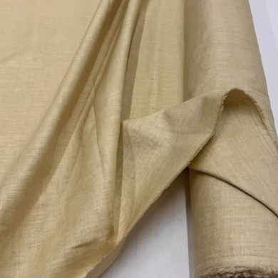 Tissu Coton Lin Lisse Beige Crème Uni