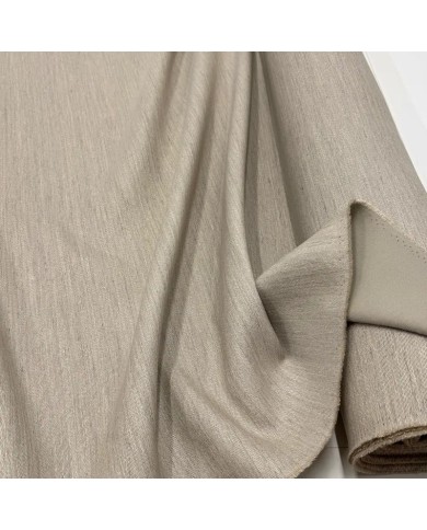 Tissu Laine Épaisse Structuré Aspect Naturel Chiné Beige Sable