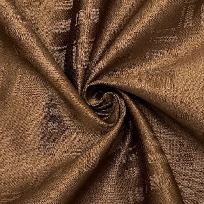 Tissu Dammasé Polyester Nappage Anti-taches Géométrique Marron