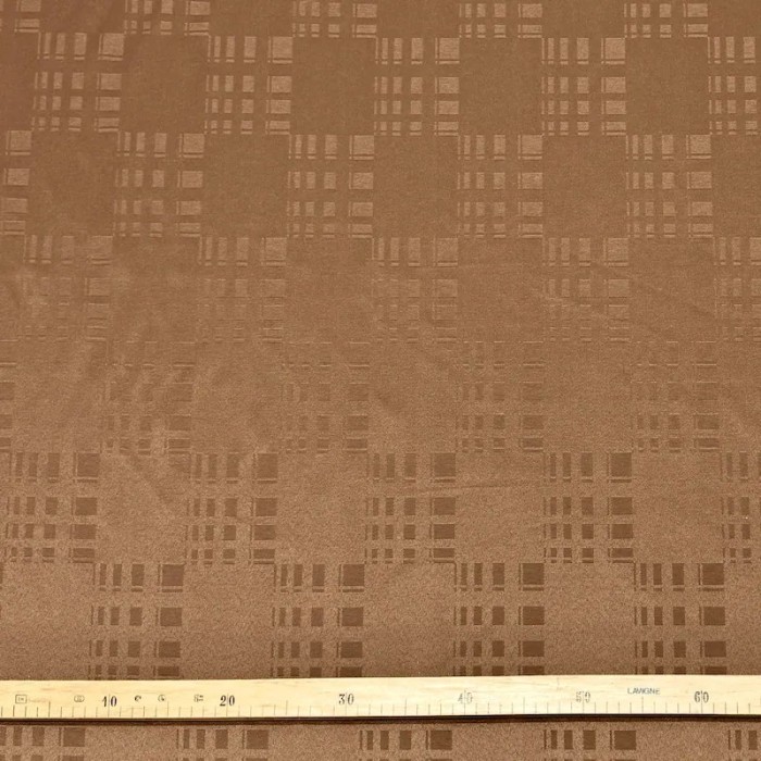 Tissu Dammasé Polyester Nappage Anti-taches Géométrique Marron