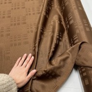 Tissu Dammasé Polyester Nappage Anti-taches Géométrique Marron