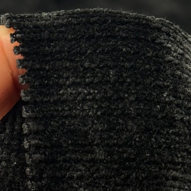 Tissu Velours Côtelé Chenille Polyester Noir Uni