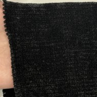 Tissu Velours Côtelé Chenille Polyester Noir Uni