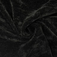 Tissu Velours Côtelé Chenille Polyester Noir Uni