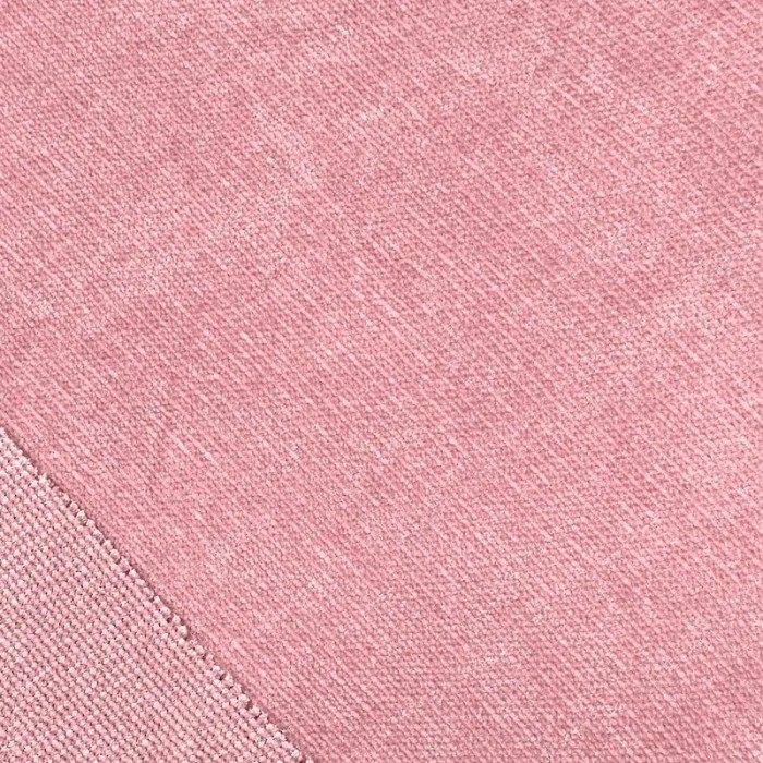 Tissu Velours Côtelé Chenille Polyester Rose Dragée Uni