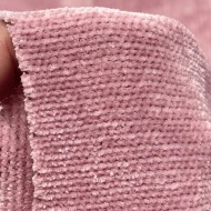 Tissu Velours Côtelé Chenille Polyester Rose Dragée Uni
