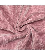 Tissu Velours Côtelé Chenille Polyester Rose Dragée Uni