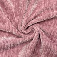 Tissu Velours Côtelé Chenille Polyester Rose Dragée Uni