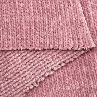 Tissu Velours Côtelé Chenille Polyester Rose Dragée Uni