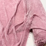 Tissu Velours Côtelé Chenille Polyester Rose Dragée Uni