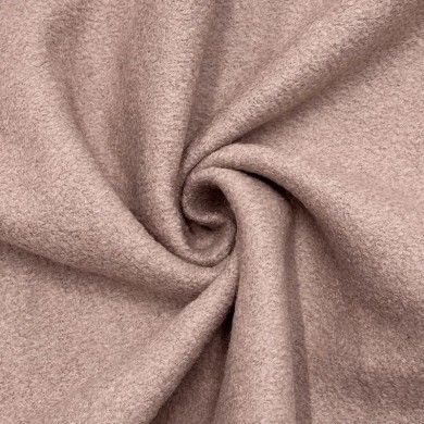 Tissu Laine Polyester Bouillie Aspect Bouclette Rose Taupe Uni Manteaux Vestes