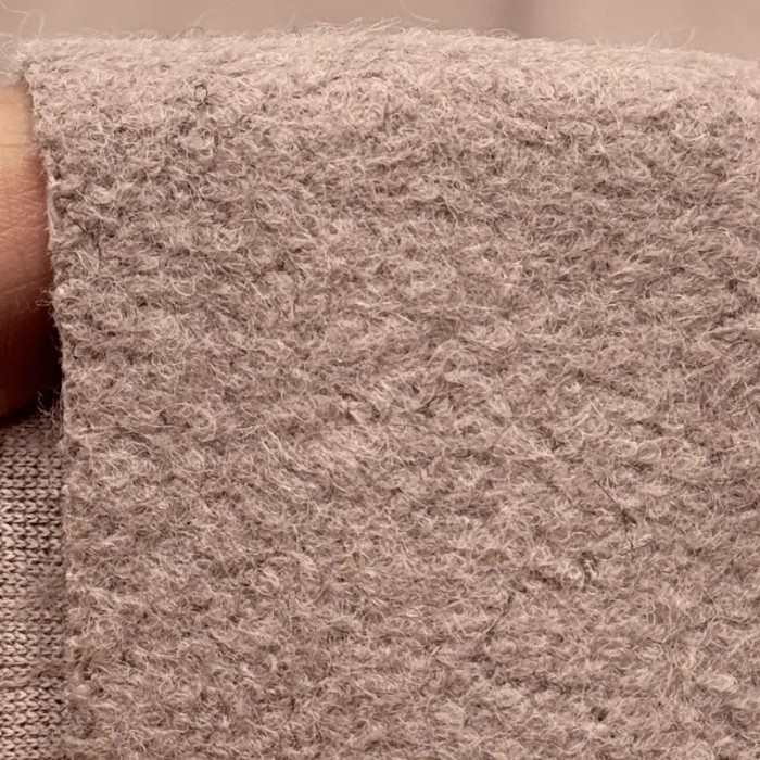 Tissu Laine Polyester Bouillie Aspect Bouclette Rose Taupe Uni