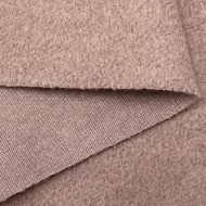Tissu Laine Polyester Bouillie Aspect Bouclette Rose Taupe Uni