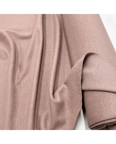 Tissu Laine Polyester Bouillie Aspect Bouclette Rose Taupe Uni