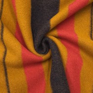 Tissu Laine Polyamide Épais Grands Rayures Ocre Corail Marine Foncé