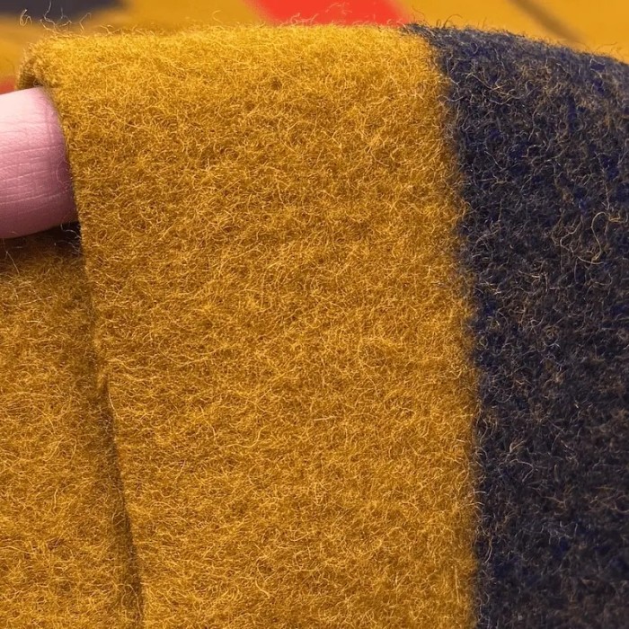 Tissu Laine Polyamide Épais Grands Rayures Ocre Corail Marine Foncé