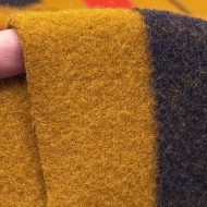 Tissu Laine Polyamide Épais Grands Rayures Ocre Corail Marine Foncé